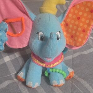 Blue Elephant Plush Toy with Pink Ears